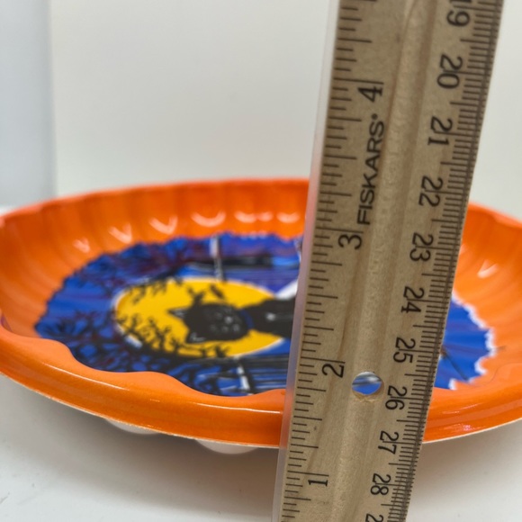 3 Vintage Berman Molded Plastic Halloween candy  Plates Cat JOL Ghost Haunt - Picture 5 of 9